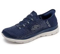 Skechers Mujer Summits Classy Night Zapatillas, Navy Mesh/Silver Trim, 39 EU