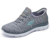 Skechers Mujer Summits Dazzling Haze Zapatillas, Gray Mesh/Multi Trim, 37.5 EU