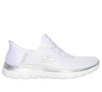 Skechers Mujer Summits Diamond Dream Slip-In ENTRENADOR, White Mesh/Silver Trim, 41 EU
