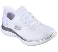 Skechers Mujer Summits Diamond Dream Zapatillas, White Mesh/Silver Trim, 39.5 EU
