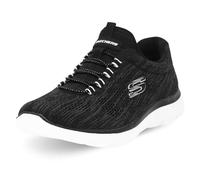 Skechers Mujer Summits Fun Flare Zapatillas, Black Mesh/White Trim, 40 EU