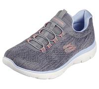 Skechers Summits Fun Flare, Zapatos Deportivos Mujer, Grey Mesh/Pink & Blue Trim, 37.5 EU