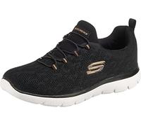 Skechers Mujer Summits Leopard Spot Trainers, Black Mesh / Rose Gold Trim, 42 EU
