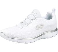 Skechers Zapatillas para mujer Summits Leopard Spot Malla blanca / ribete plateado Talla 39,5 EU
