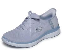 Skechers Mujer Summits New Daily Zapatillas, Slate Knit/Light Blue Trim, 41 EU