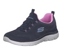 Skechers Mujer Summits New Nature Zapatillas, Navy Knit/Pink & Periwinkle Trim, 39 EU