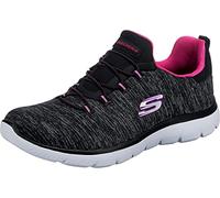Skechers SUMMITS QUICK GETAWAY, Zapatillas para Mujer, Black Mesh/ Pink & Purple Trim, 37 EU