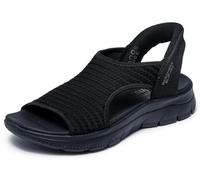 Skechers Mujer Summits Sandal Sweetly Evolved Zapatillas, Black Knit, 41 EU