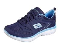 Skechers Mujer Summits Suited Zapatillas, Navy Leather/Mesh/Duraleather/Blue Trim, 40 EU
