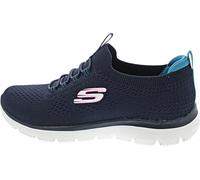 Skechers Mujer Summits Top Player Zapatillas, Navy Knit/Teal & Pink Trim, 39 EU