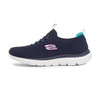Skechers Mujer Summits Top Player Zapatillas, Navy Knit/Teal & Pink Trim, 39 EU