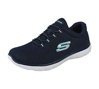 Skechers Mujer Summits 12985 Zapatillas, Navy Mesh/ White Trim, 37.5 EU