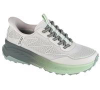 Skechers Tenis para mujer Switch Back Mist Slip-Ins Tela sintética gris con ribete verde 36 EU