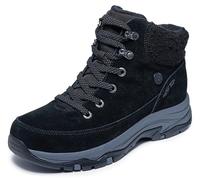 Skechers Mujer Trego Snow Breeze Slip-In Entrenador, Black Suede Sherpa, 38 EU