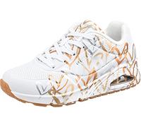Skechers Mujer Uno Metallic Love Trainers, White and Multi Metallic Heart Print Durabuck, 41 EU