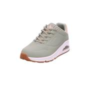 Skechers Mujer UNO Shimmer Away Zapatillas, Sage Durabuck/Rose Gold Duraleather/Mesh TR, 37 EU