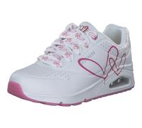 Skechers Mujer UNO Twin Hearts Trainers, White Pink Red Duraleather, 39.5 EU