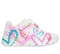 Skechers niña JGoldcrown: UNO Lite - Heart Status en Blanco, talla 34