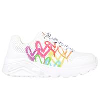 Skechers niña JGoldcrown: UNO Lite - Love Brights en Blanco, talla 35
