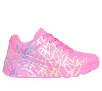 Skechers niña JGoldcrown: UNO Lite - Metallic Joy en Rosa Caliente, talla 36