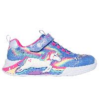 Skechers niña S-Lights: Unicorn Chaser en Azul, talla 28.5