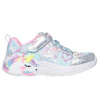 Skechers niña S-Lights: Unicorn Dreams - Heart Sparkles en Plata, talla 28
