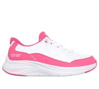 Skechers niña Slip-ins: Contour Foam - Cozy Fit en Blanco/Rosa Caliente, talla 37.5