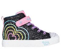 Skechers niña Twinkle Toes: Heart Steps - Heart Glow en Negro, talla 33.5