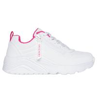 Skechers niña UNO Lite - Easy Zip en Blanco/Rosa Caliente, talla 27