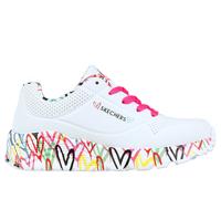 Skechers Zapatillas para niñas UNO LITE LOVELY LUV Blanco sintético, ribete rosa Talla 27