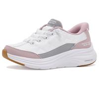Skechers Niñas Contour Foam Slip-In Entrenador, White Mesh Lavender Synthetic, 36 EU