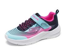 Skechers Niñas MICROSPEC Advance Zapatillas, Aqua Mesh/Purple Trim, 31 EU
