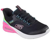 Skechers Niñas Microspec Max Color Trifecta Slip-In ENTRENADOR, Black Synthetic/Multi Trim, 28 EU