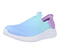 Skechers Niñas Ultra Flex 3.0 Color Boost Slip-In Entrenador, Light Blue Knit/Lavender Trim, 27 EU