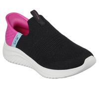 Skechers Niñas Ultra Flex 3.0 Fresh Time Slip-In ENTRENADOR, Black Mesh/Pink Trim, 27.5 EU
