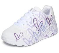 Skechers Niñas UNO Lite Zapatillas, White Synthetic/Light Purple Trim, 39.5 EU