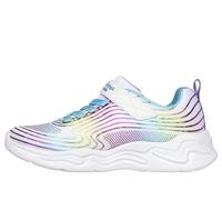 Skechers Niñas, Zapatillas, White Textile Multi Trim, 33 EU