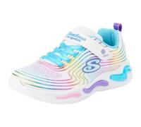 Skechers Niñas, Zapatillas, White Textile Multi Trim, 35.5 EU