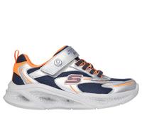 Skechers niño Meteor-Lights - Glow-Strider en Plata/Naranja, talla 33