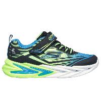 Skechers niño S-Lights: Flex-Glow Ultra en Negro/Lima, talla 27