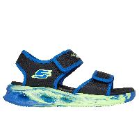 Skechers niño S-Lights: Sola Glow Sandal - Fusion Brights en Negro/Azul, talla 28.5