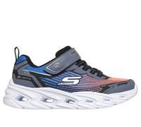 Skechers niño S-Lights: Vortex 3.0 en Negro/Azul/Naranja, talla 28.5