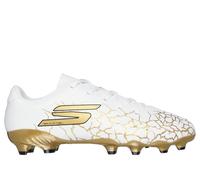 Skechers niño SKX_ 1.5 Jr Youth FG en Blanco/Negro/Oro, talla 38
