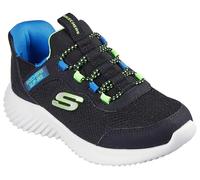 Skechers Niños Bounder Brisk-Burst Slip-In ENTRENADOR, Black Synthetic / Textile / Blue & Black Trim, 32 EU