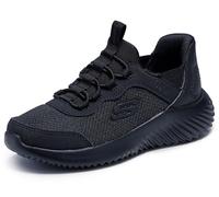 Skechers Niños Bounder Brisk-Burst Slip-In ENTRENADOR, Black Synthetic / Textile / Blue & Black Trim, 34 EU