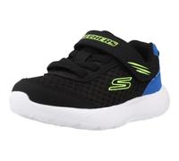 Skechers Niños DYNA-Lite Lil Quanta-Stride Zapatilla de Deporte, Black Synthetic/Textile/Blue & Lime Trim