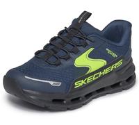 Skechers Niños Glide-Step Plus Vista-Lane Zapatillas Deportivas, Navy Synthetic Textile Black & Yellow Trim, 35 EU