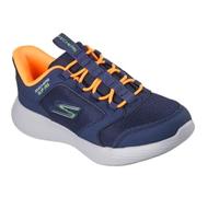 Skechers Niños Go Run 400 V2 Turbo-Brisk Slip-In ENTRENADOR, Navy Synthetic / Textile / Orange & Lime Trim, 33 EU