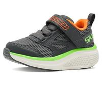 Skechers Niños GO Run Elevate 2.0 Where's MY Lil Skechers Zapatilla de Deporte, Charcoal Textile/Charcoal Synthetic/Orang, 24 EU