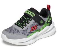 Skechers Niños Meteor-Lights 2.0 Zapatillas Deportivas, Gray Textile Synthetic Black & Lime Trim, 33 EU